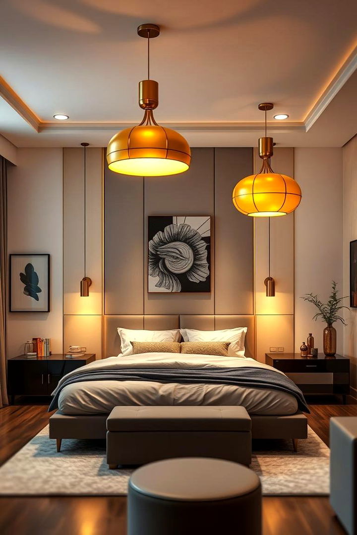 Bold Gold Pendant Lights - 22 Gold Bedroom Ideas
