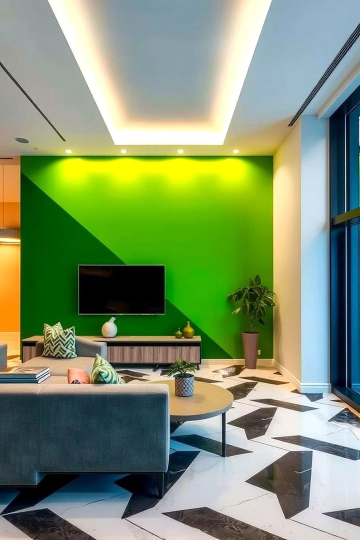 Bold Graphic Green Elements - 22 Green Accent Wall Ideas