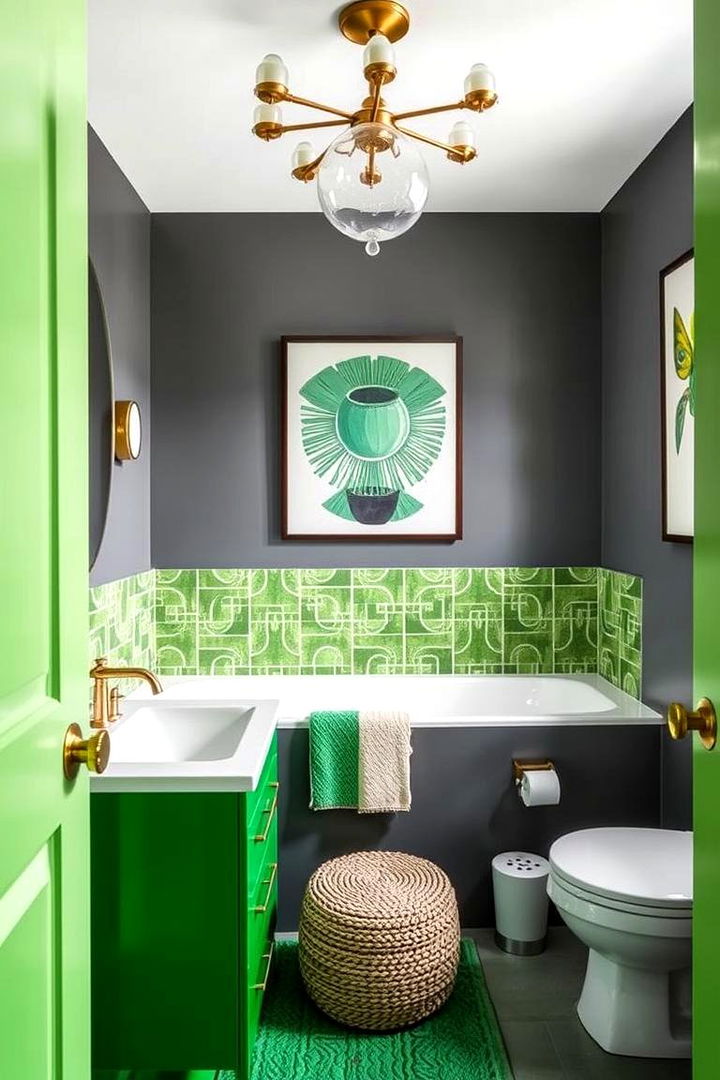 Bold Green Accents Unleashed - 22 Green and Grey Bathroom Ideas