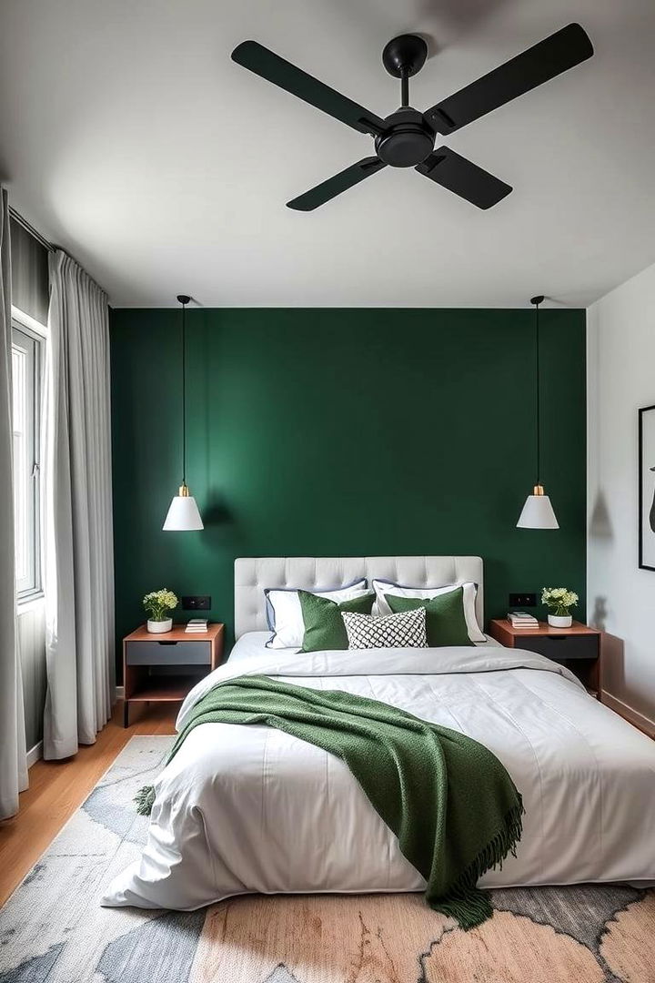 Bold Green Feature Walls - 22 Green and White Bedroom Ideas