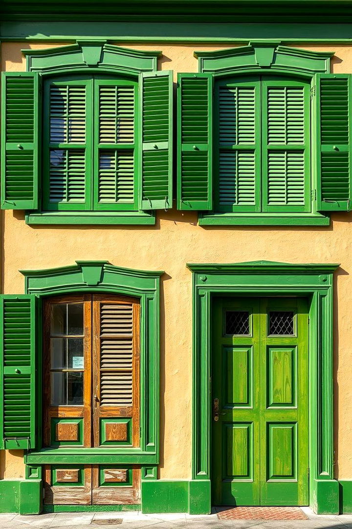 Bold Green Shutters and Trim - 22 Farmhouse Green Exterior Home Ideas