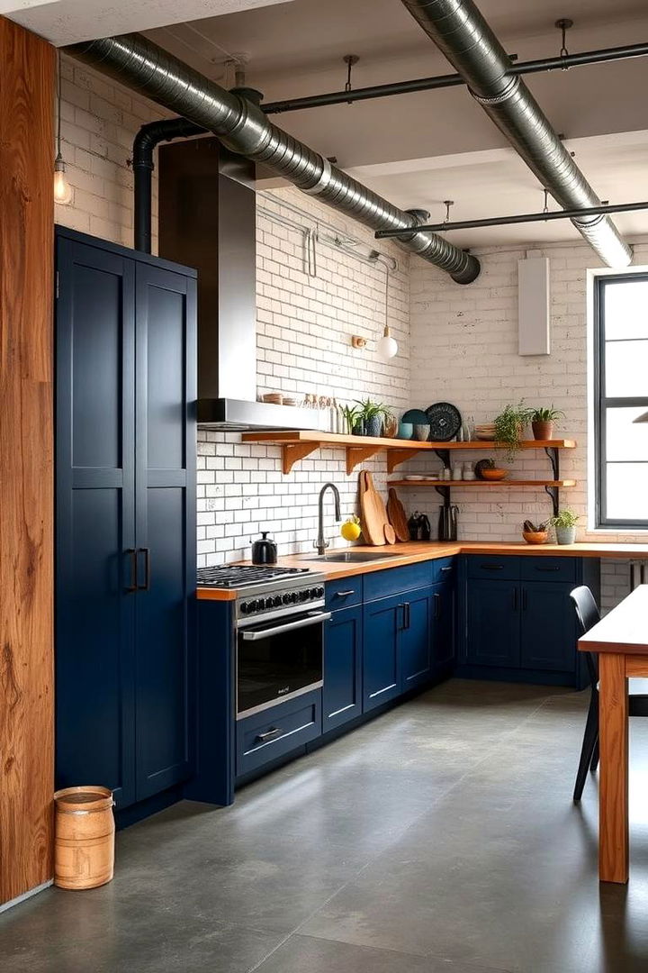 Bold Industrial Navy Cabinets - 22 Navy Blue Kitchen Cabinets Ideas