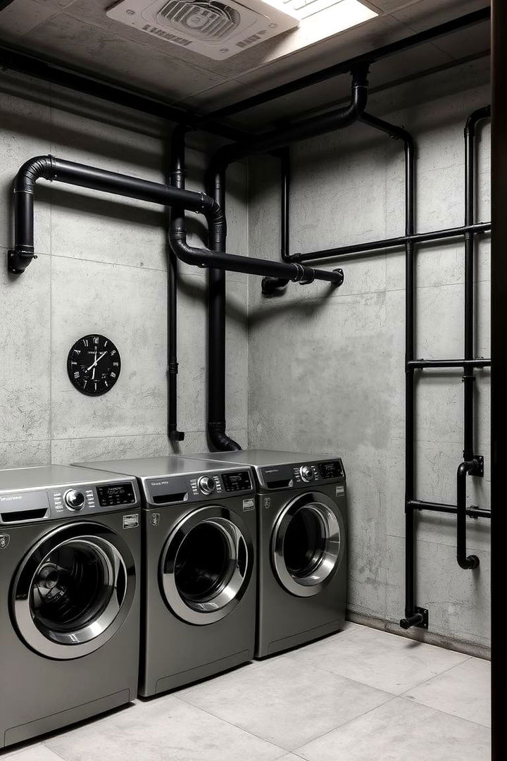 Bold Industrial Vibe - 22 black laundry room ideas