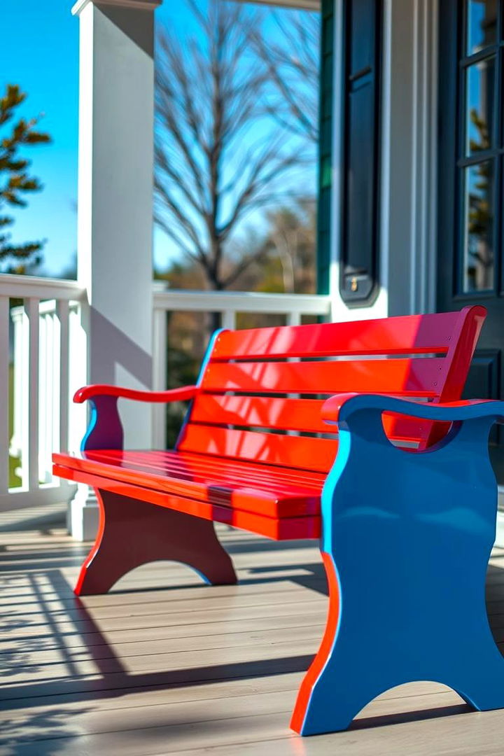 Bold Lacquered Color Bench - 22 Front Porch Bench Ideas