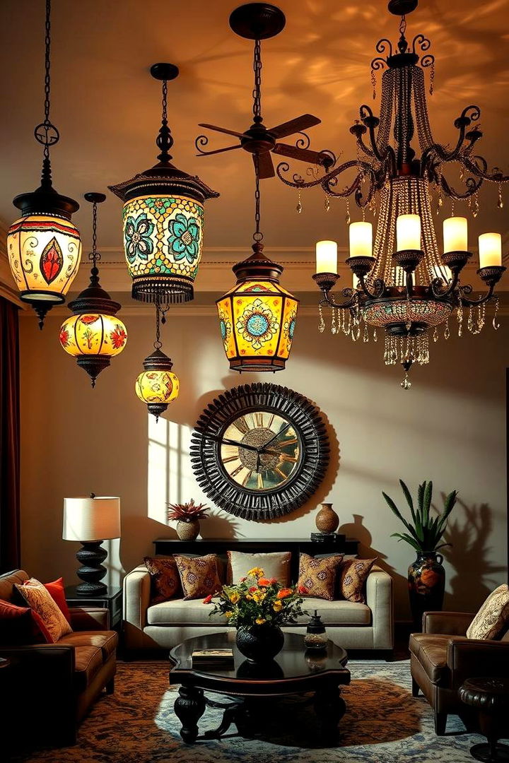 Bold Lighting Statements - 22 Gypsy Bohemian Living Room Ideas
