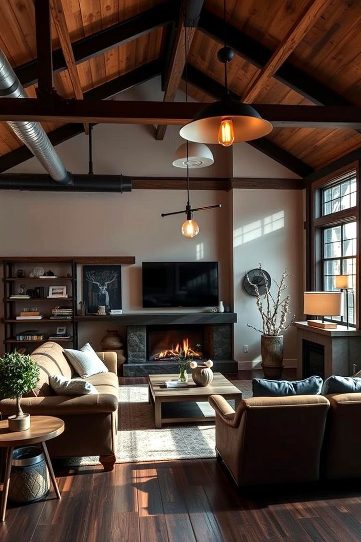 Bold Lighting Statements - 22 Cabin Living Room Ideas