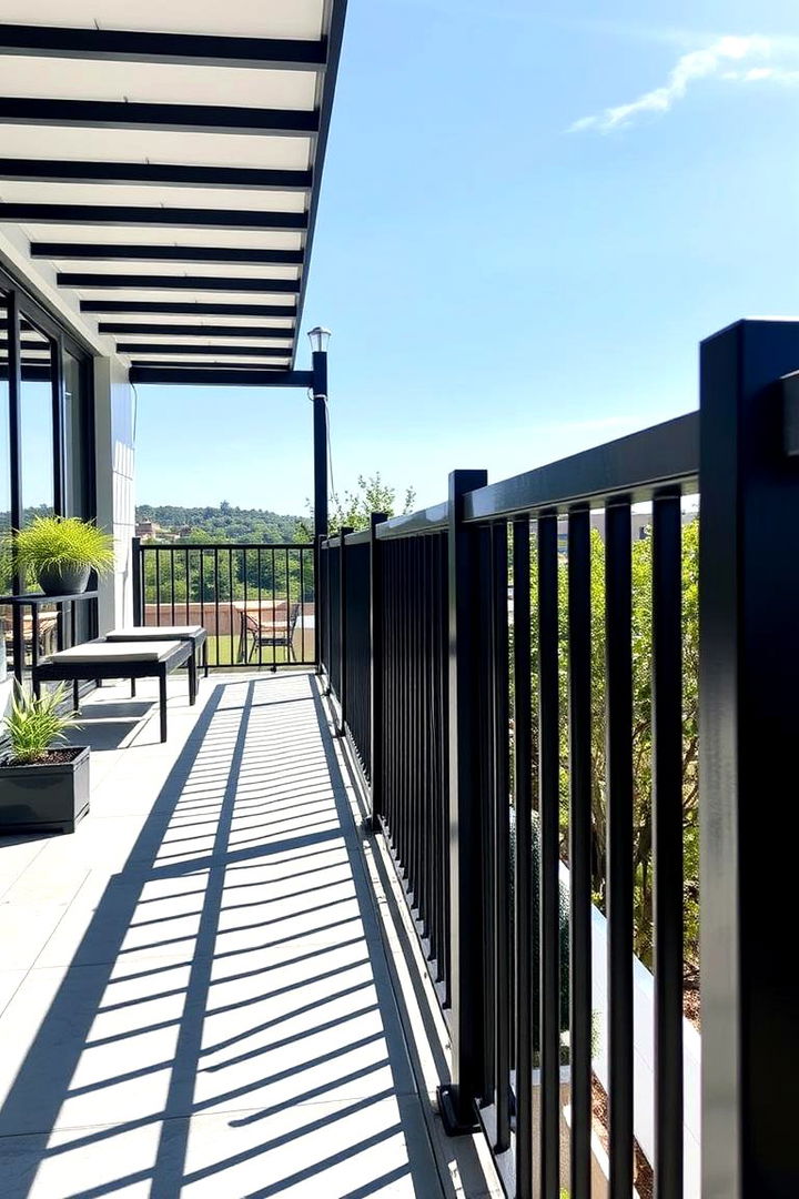 Bold Linear Detailing - 22 black deck railing ideas