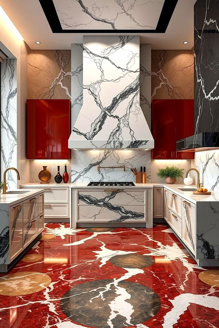 Bold Luxurious Marble Elements - 22 Marble Kitchen Floor Ideas