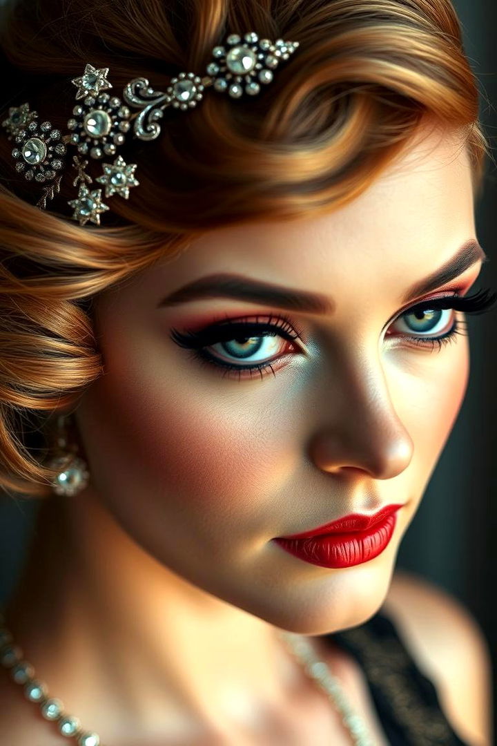 Bold Makeup and Hairstyles - 22 Great Gatsby Wedding Ideas