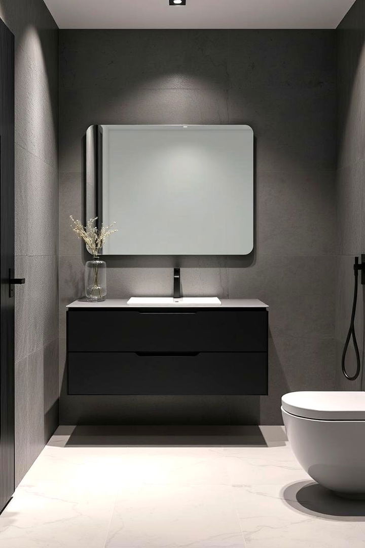 Bold Matte Finish Impact - 22 Black Vanity Bathroom Ideas