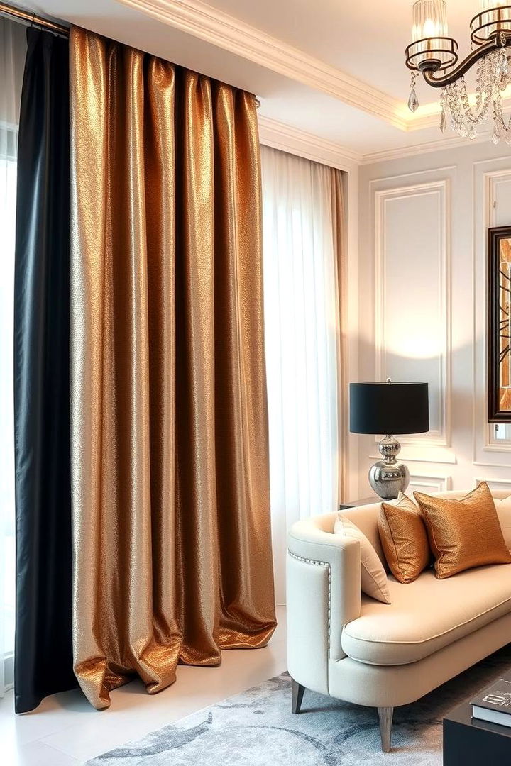 Bold Metallic Accents - 22 Bedroom Curtain Ideas