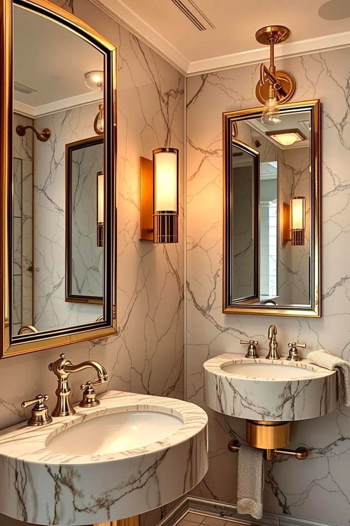 Bold Metallic Accents - 22 Art Deco Bathroom Ideas
