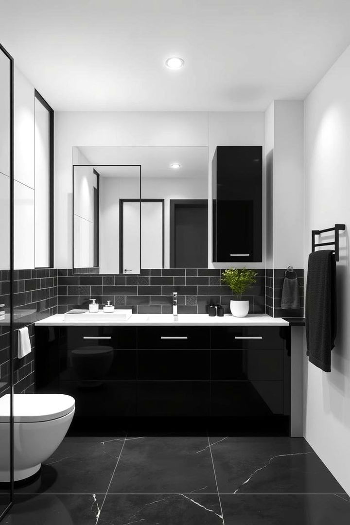 Bold Minimalist Statement - 22 bathroom with black cabinets ideas