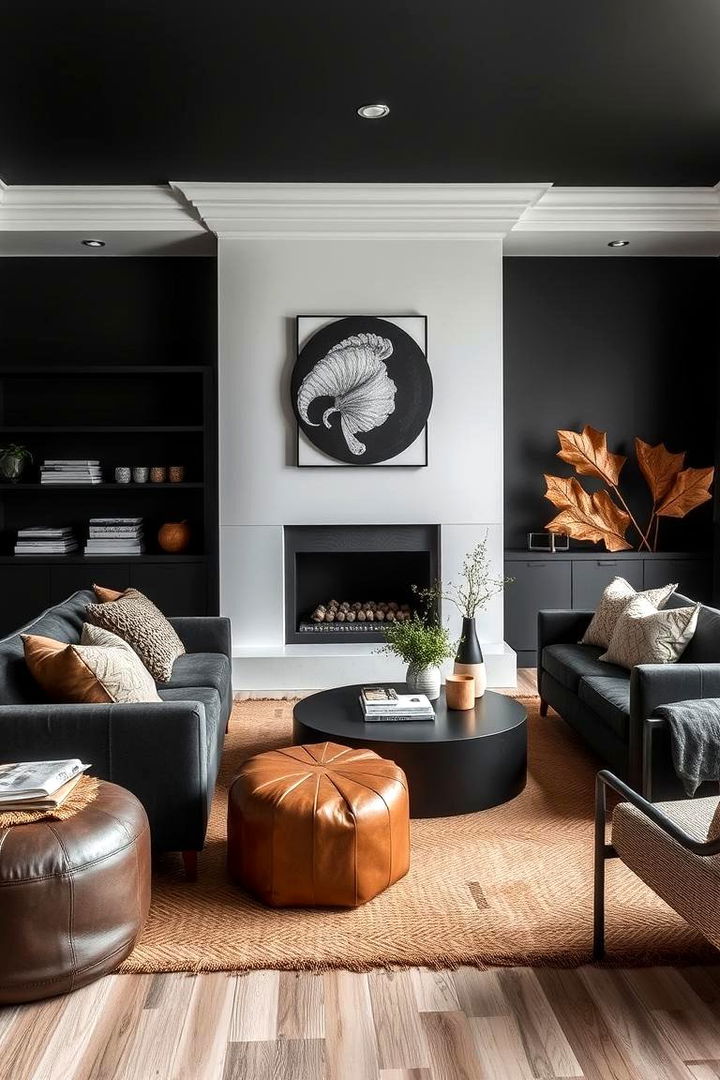 Bold Monochrome with Earthy Warmth - 22 Black and Brown Living Room Ideas