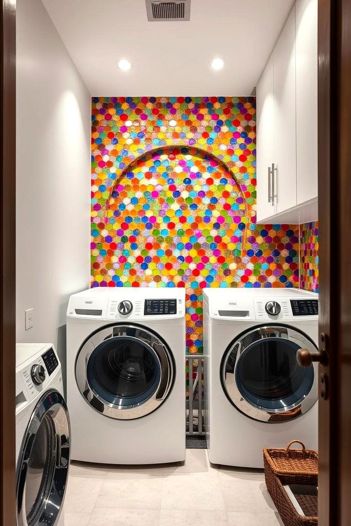 Bold Mosaic Tile Statements - 22 Laundry Room Tile Ideas
