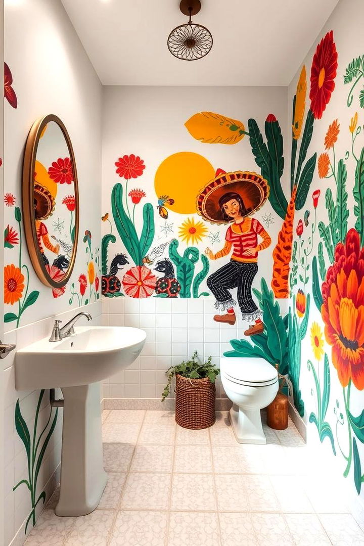 Bold Mural Walls - 22 Mexican Bathroom Ideas
