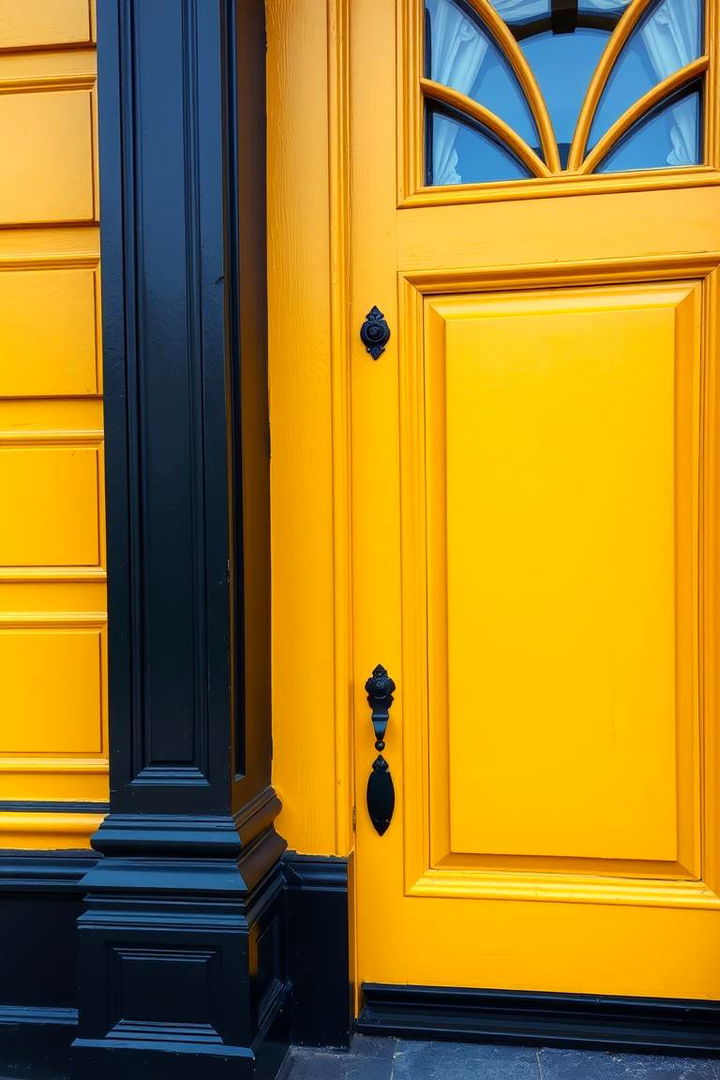 Bold Mustard With Black Accents - 22 Mustard Yellow Front Door Ideas