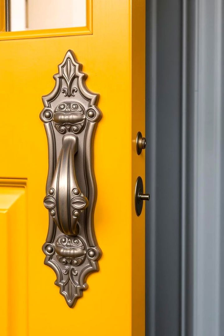 Bold Mustard Yellow with Custom Hardware - 22 Mustard Yellow Front Door Ideas