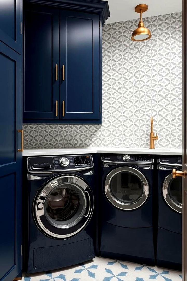 Bold Navy Accents - 22 Blue Laundry Room Ideas
