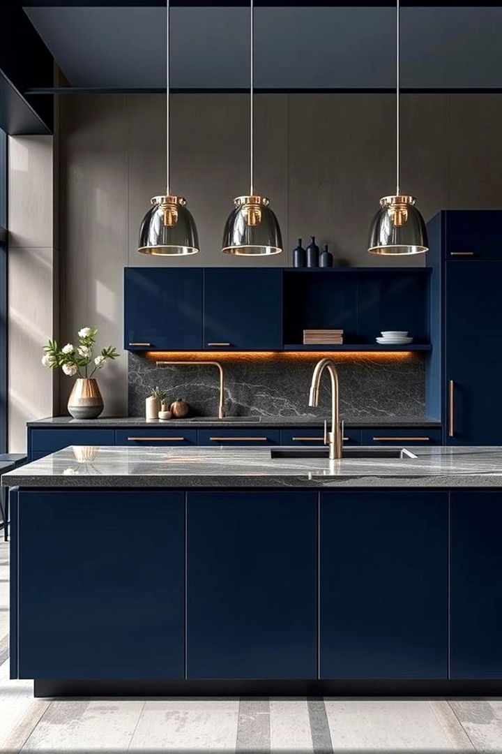 Bold Navy Elegance - 22 Blue Kitchen Island Ideas