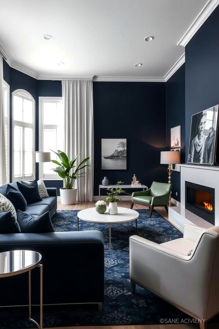Bold Navy and White - 22 Two Colour Combination for Living Room
