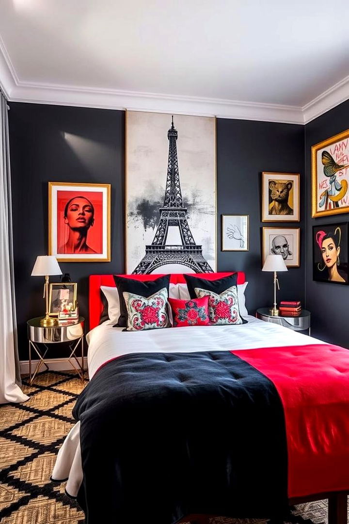 Bold Parisian Contrasts - 22 Paris-themed Bedroom Ideas