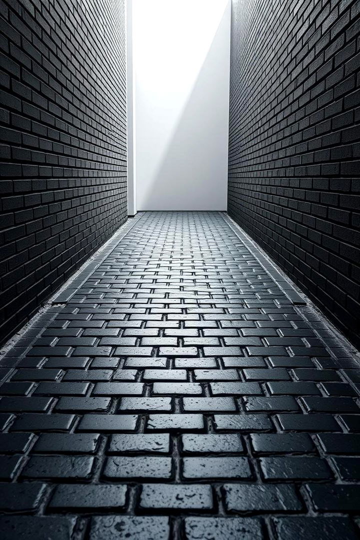 Bold Pattern Contrast Designs - 22 Black Brick Walkway Ideas