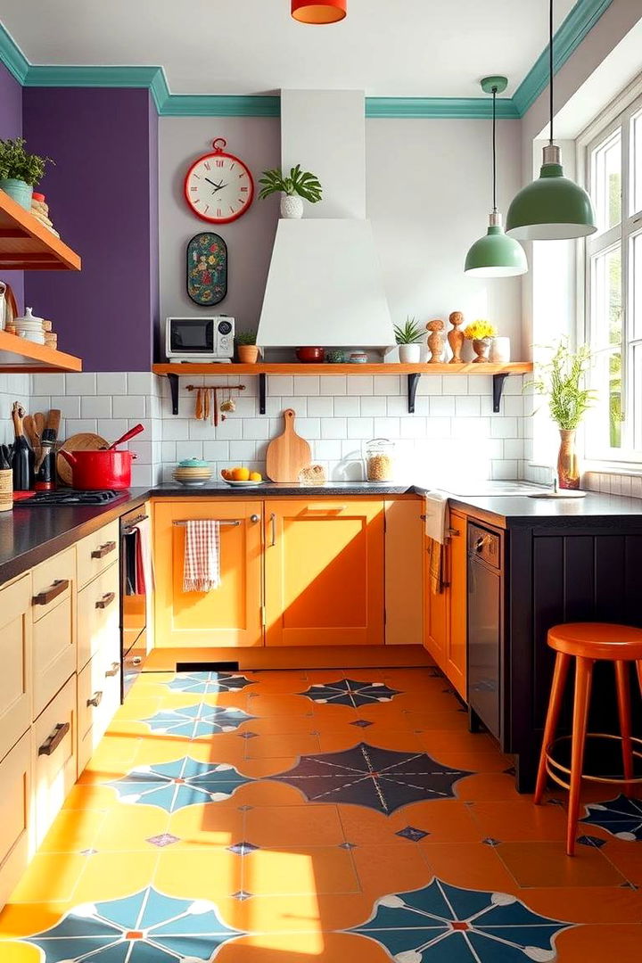Bold Pattern Statements - 22 Linoleum Kitchen Flooring Ideas