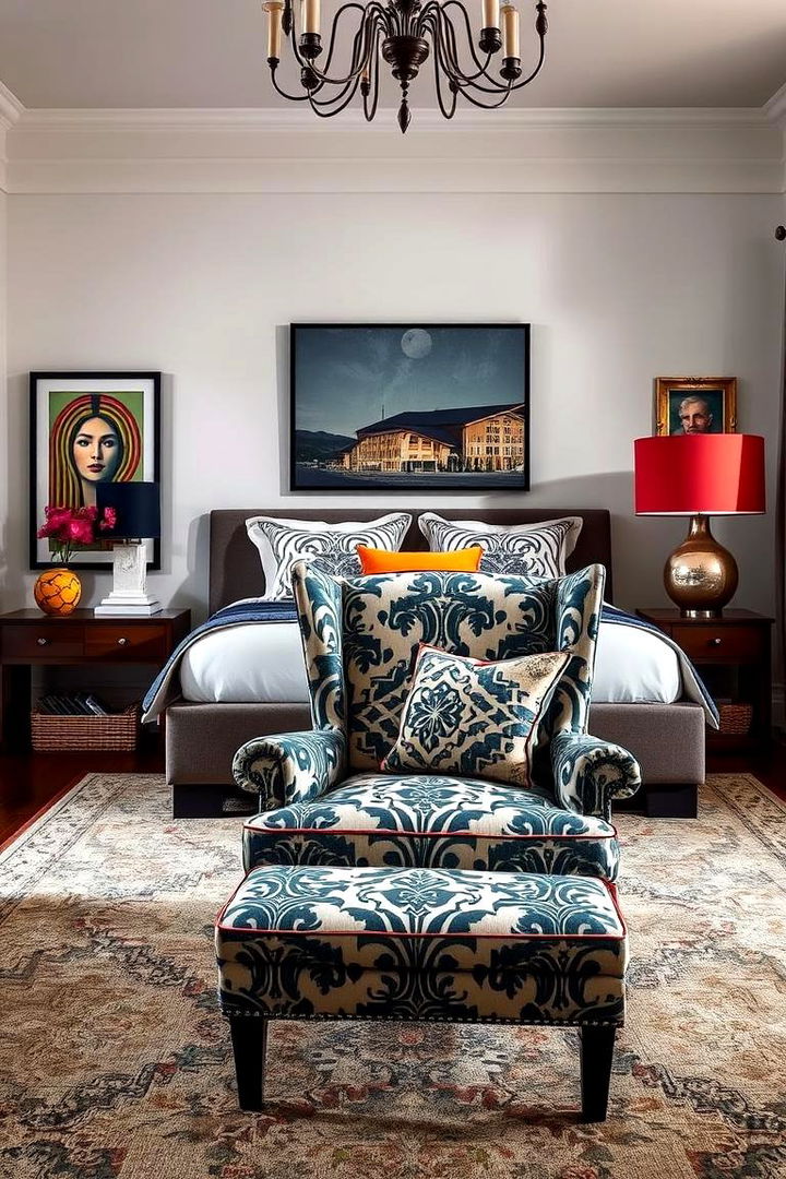 Bold Patterned Chairs - 22 Bedroom Seating Area Ideas