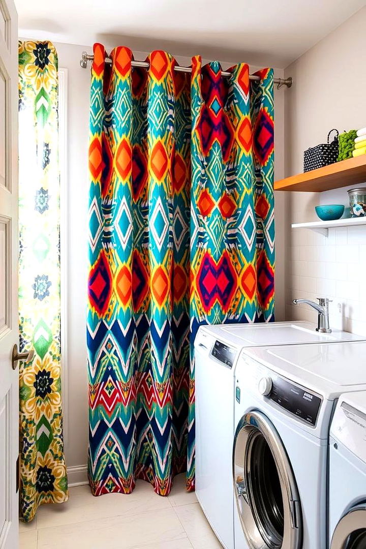 Bold Patterned Curtains - 22 Laundry Room Curtain Ideas