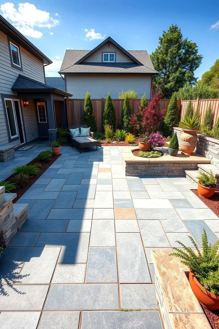 Bold Patterned Layout - 22 Bluestone Patio Ideas