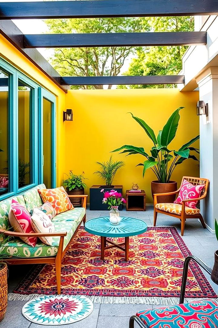 Bold Patterned Textiles - 22 Mid-century Modern Patio Ideas