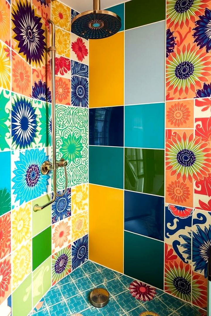 Bold Patterned Tiles - 22 Bathroom Shower Ideas