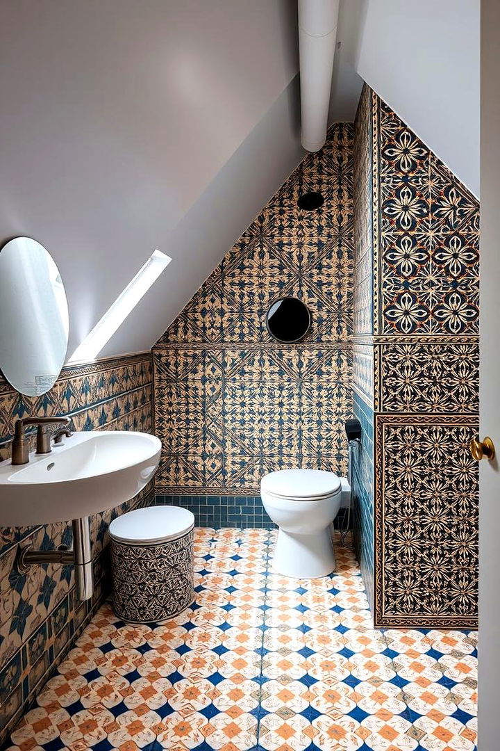Bold Patterned Tiles - 22 Attic Bathroom Ideas