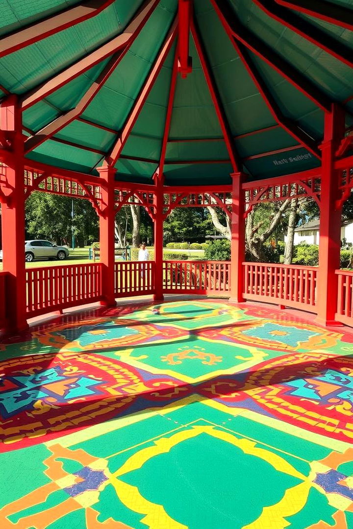 Bold Patterned Vinyl - 22 Gazebo Floor Ideas