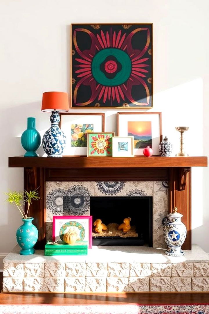 Bold Patterns and Prints - 22 Spring Mantel Decor Ideas
