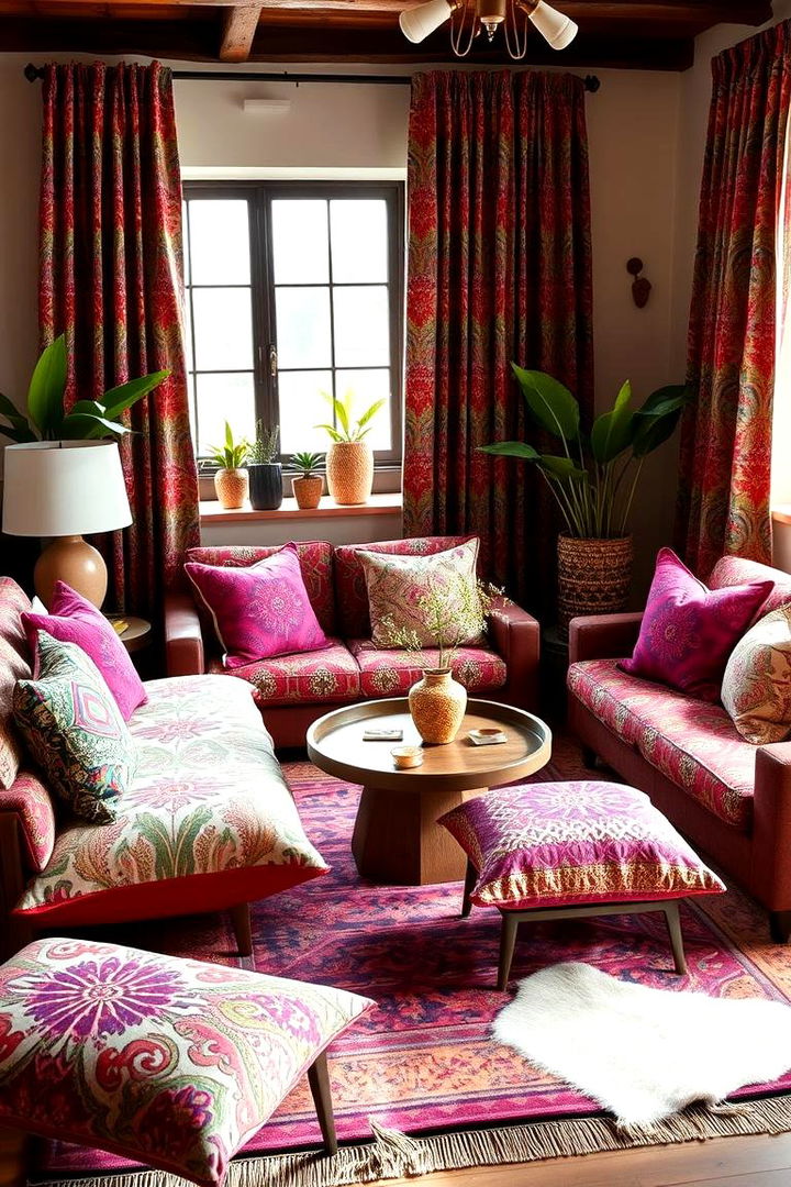 Bold Patterns and Prints - 22 Boho Living Room Ideas