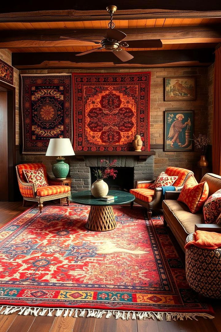 Bold Patterns and Vintage Rugs - 22 Western Living Room Ideas