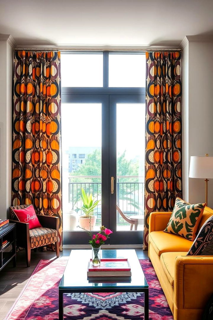 Bold Patterns to Define the Space - 22 Sliding Door Curtain Ideas