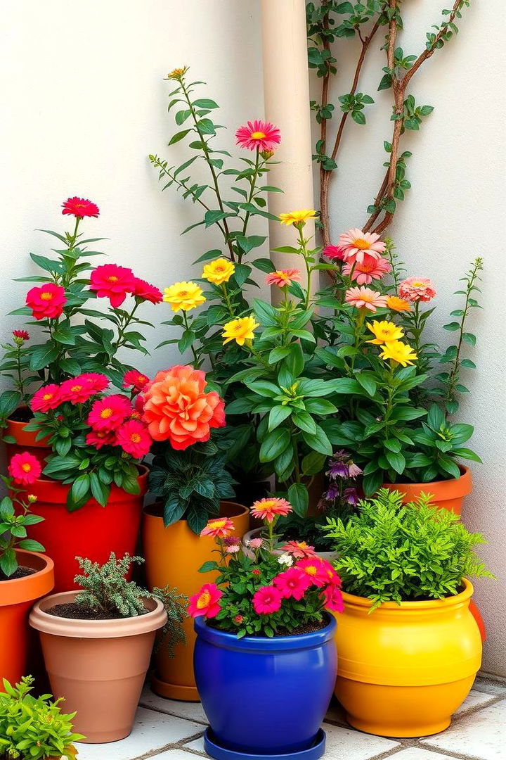 Bold Pop of Color in a Neutral Space - 22 Corner Garden Ideas With Pots
