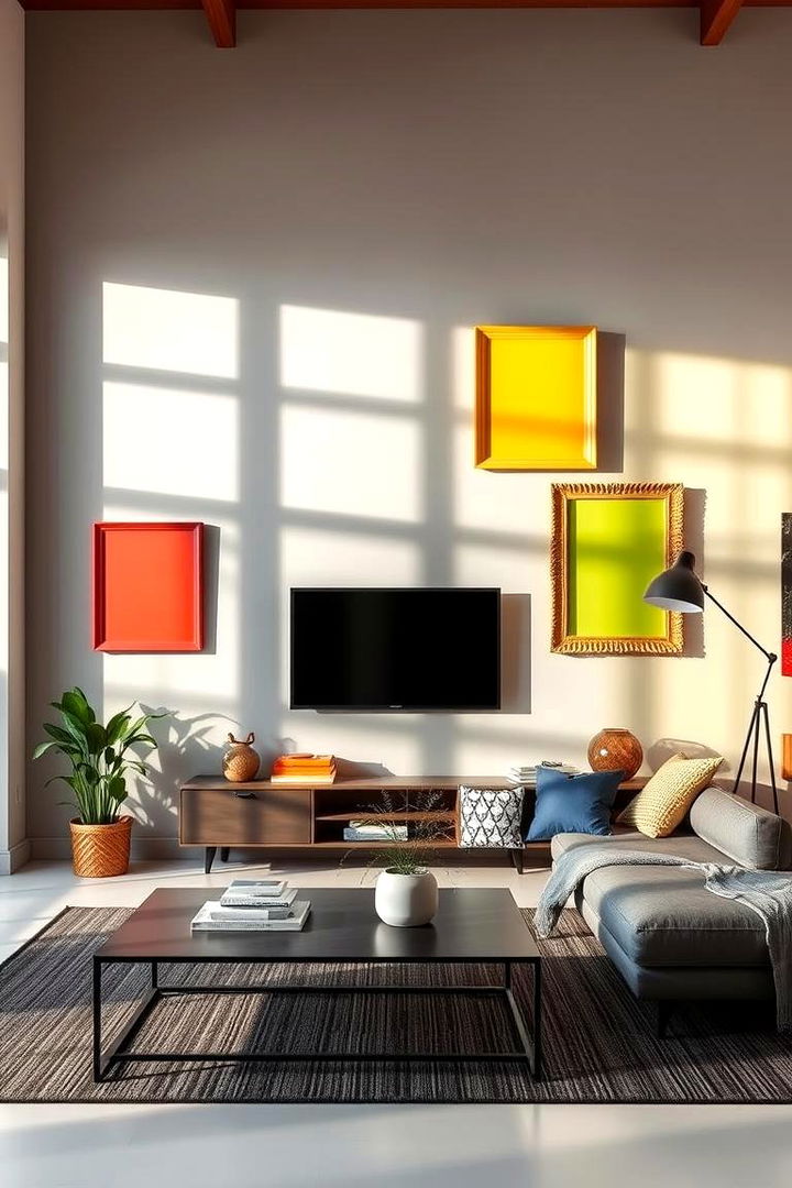 Bold Pop of Color - 22 Family Picture Wall Ideas