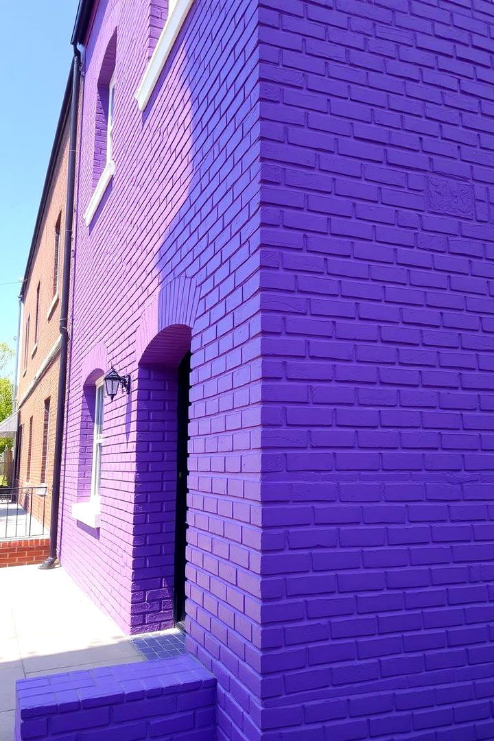 Bold Purple Brick Statements - 22 Purple House Exterior Ideas