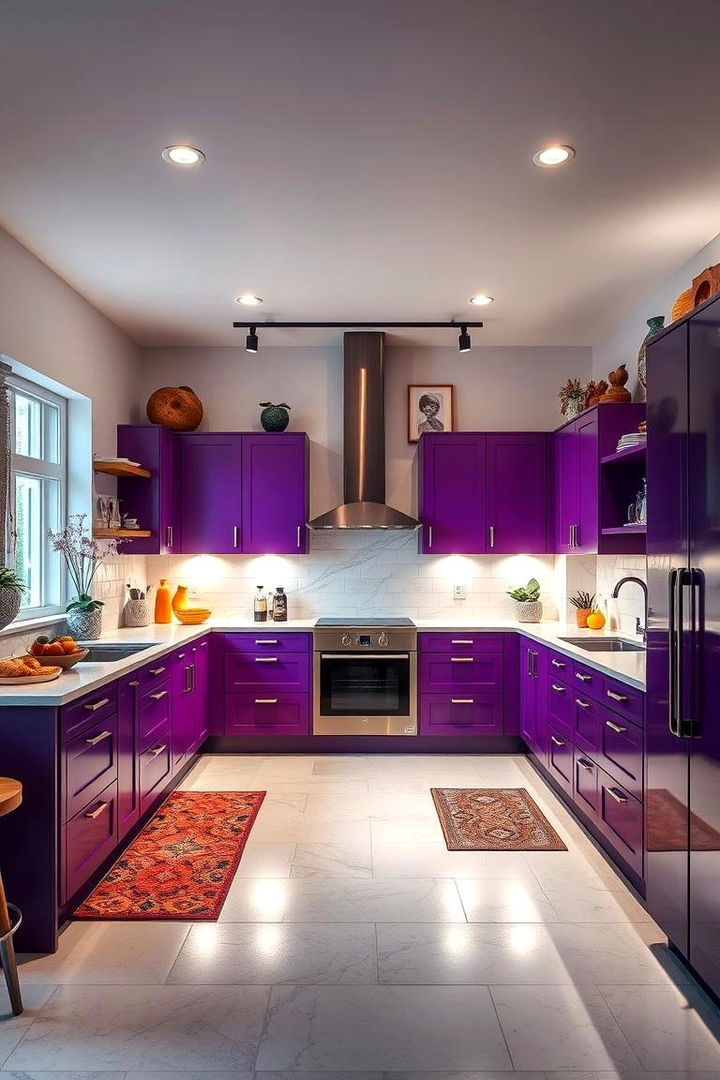 Bold Purple Cabinet Flair - 22 Kitchen Cabinet Color Ideas