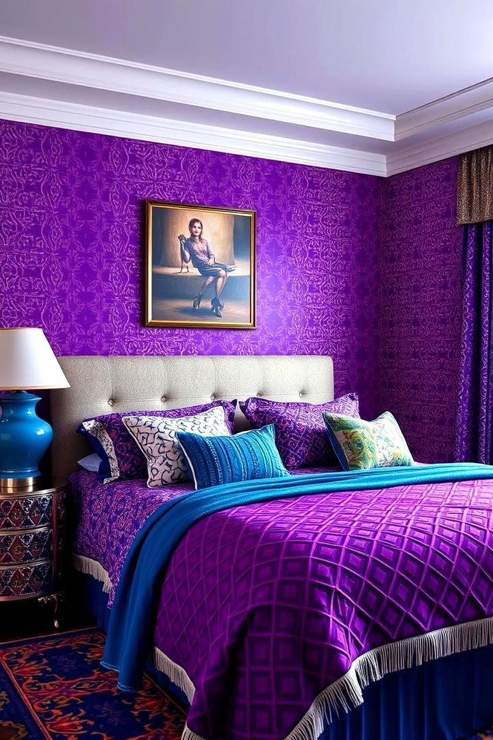Bold Purple Patterns - 22 Blue and Purple Bedroom Ideas