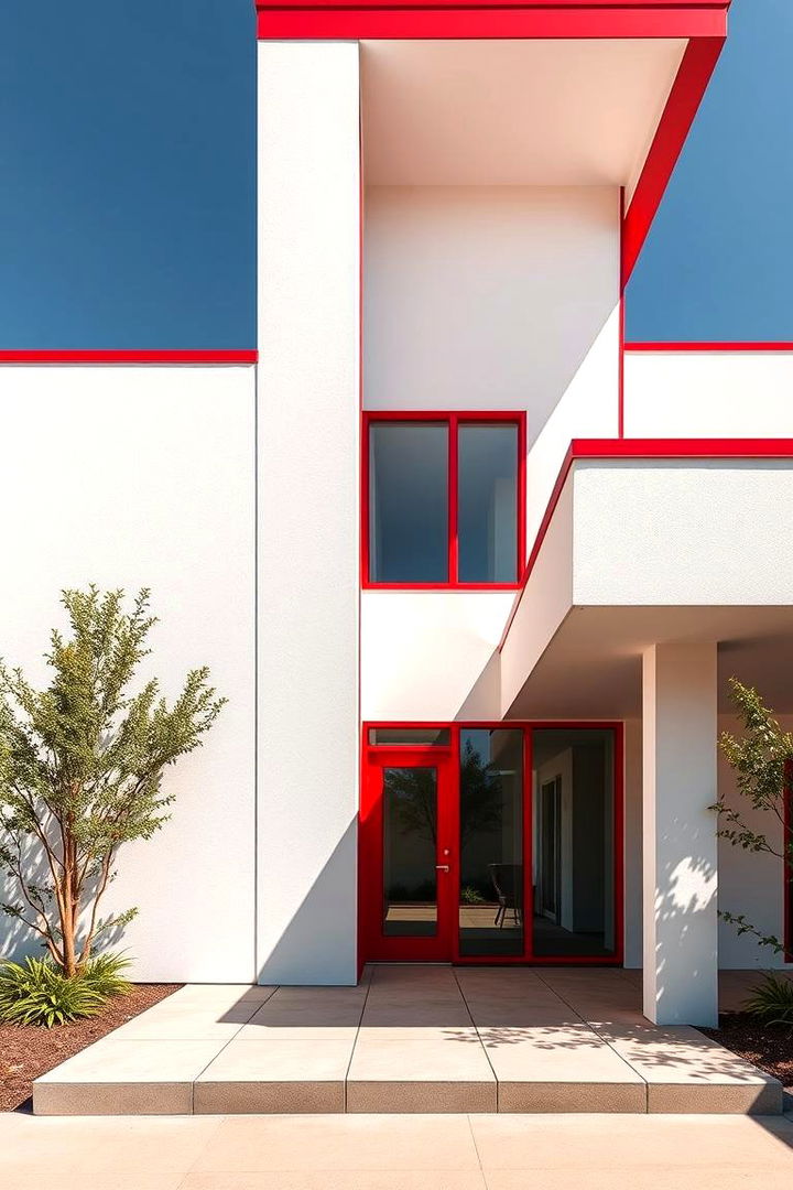 Bold Red Trim on Minimalist Design - 22 red home exterior ideas