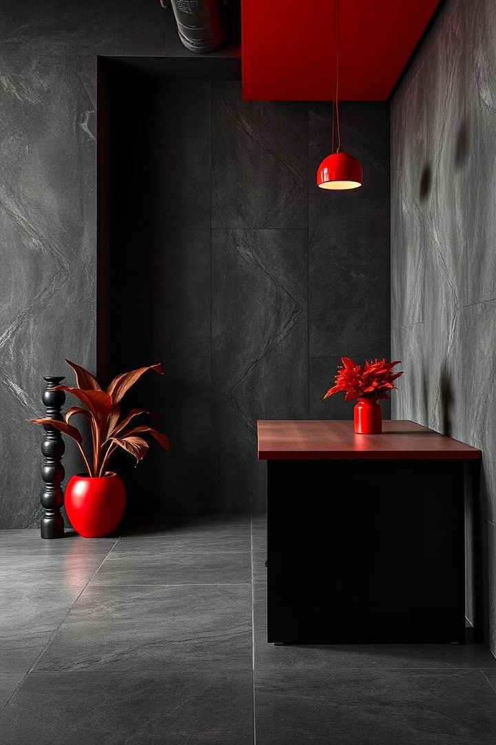 Bold Red and Charcoal Contrast - 22 Floor and Wall Color Ideas