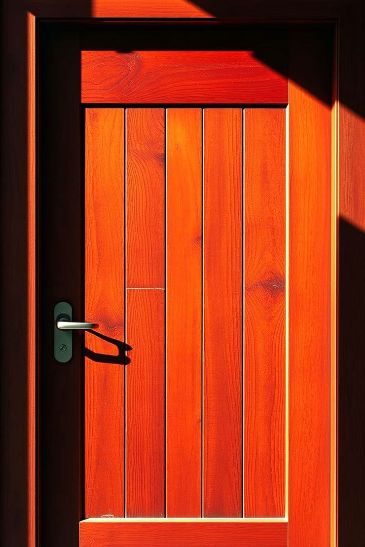 Bold Redwood Statement - 22 Stained Front Door Ideas