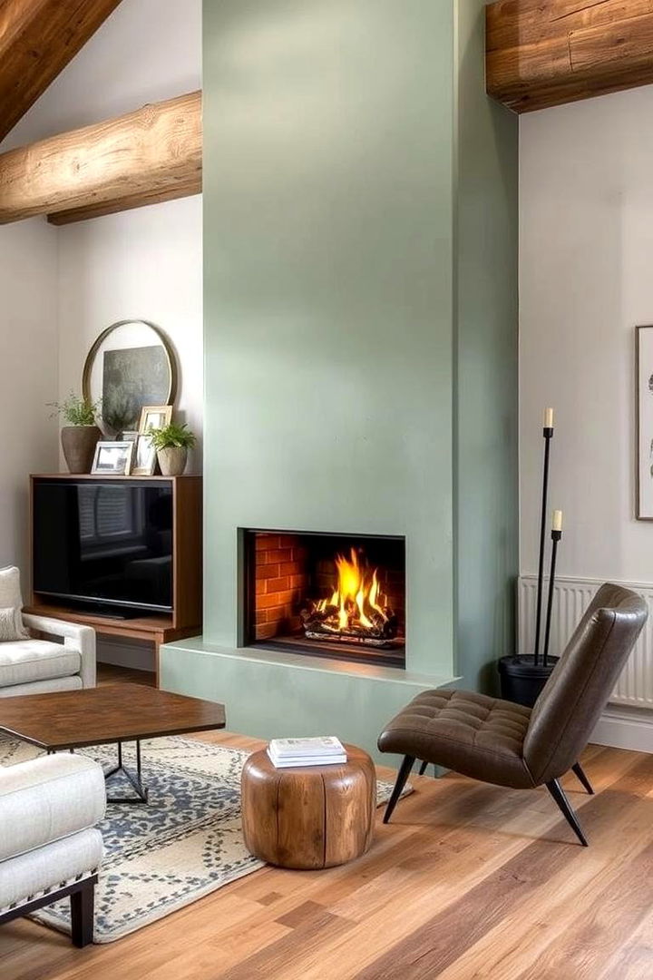 Bold Rustic Meets Urban Sage Green Idea - 22 Sage Green Fireplace Ideas