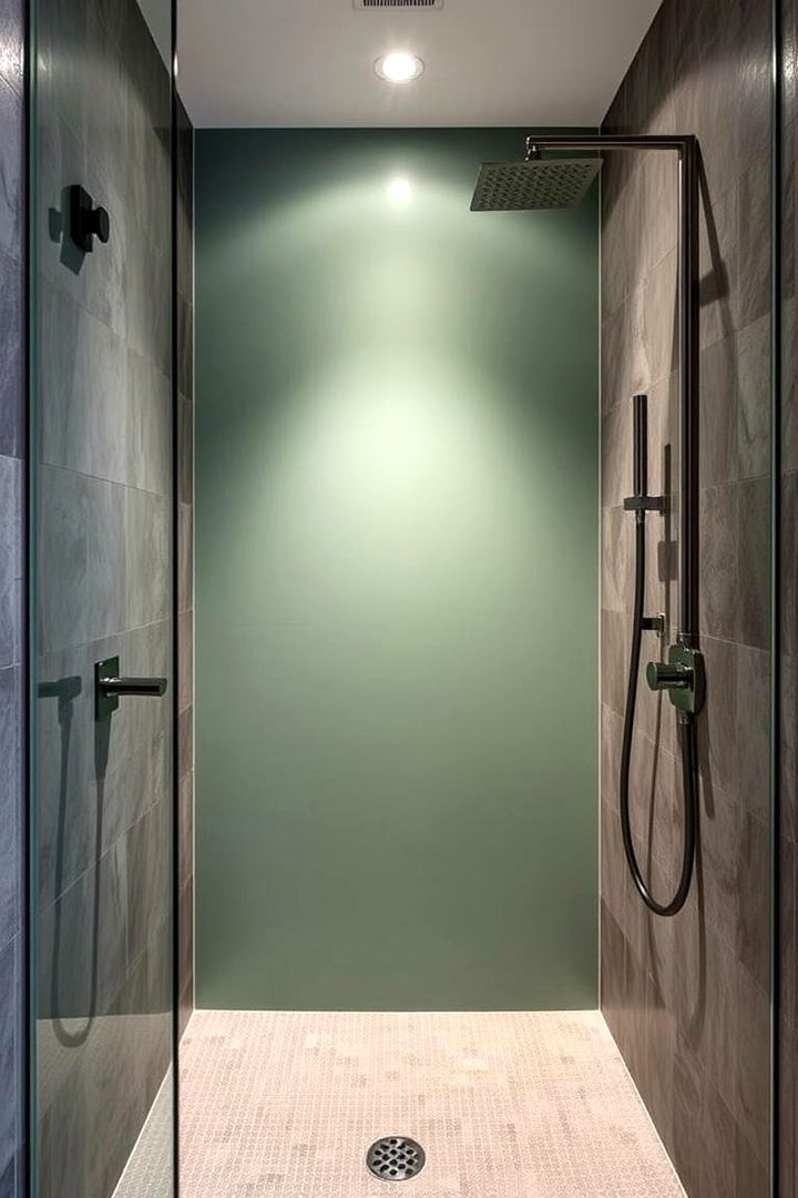 Bold Shower Walls - 22 Sage Green Bathroom Ideas
