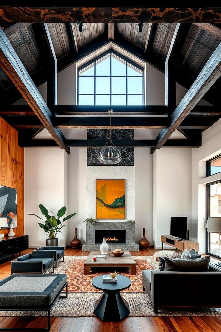 Bold Statement Interiors with Exposed Structure - 22 Exposed Beam Living Room Ideas